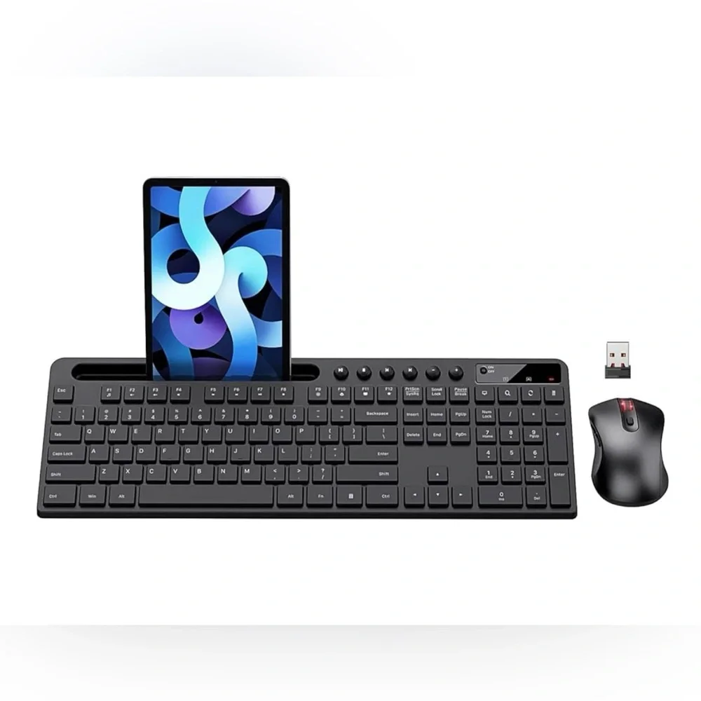 Sleek Black Wireless Keyboard and Mouse Set